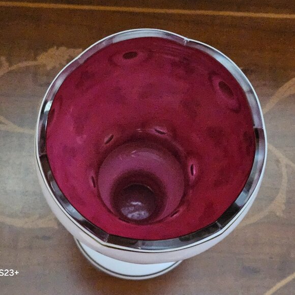 ANTIQUE VINTAGE BOHEMIAN CZECH MOSER FLOWER HAND PAINTED CUT TO CLEAR GLASS VASE